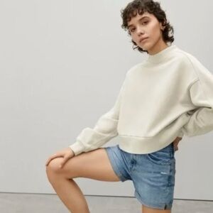 Everlane The Track Organic Cotton Mock Neck Crop Sweatshirt - Canvas